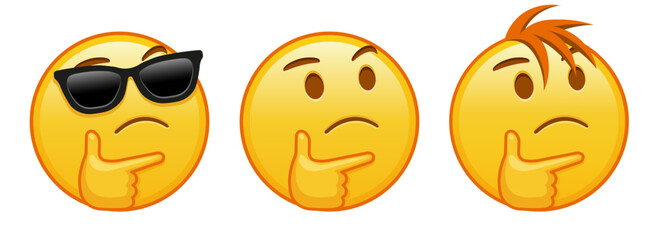 Thoughtful yellow face Set of three emoji