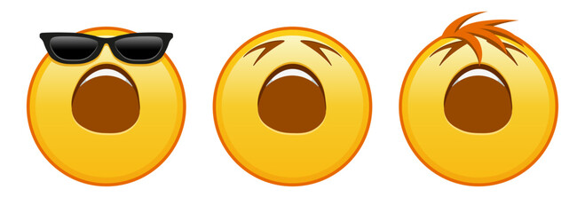 Tired yellow face Set of three yellow emoji