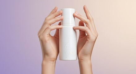 Hands Holding White Bottle with Electronic Circuit Design