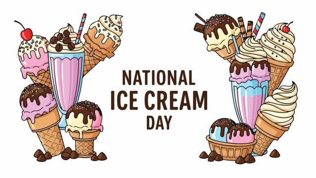 national ice cream day, ice, background, ice cream, dessert, design, day, summer, illustration, national, food, sweet, concept, happy, text, banner, vector, cold, frozen, 
