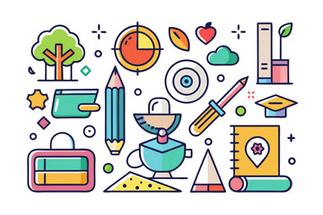 Art and Education Icons outline white backgrount