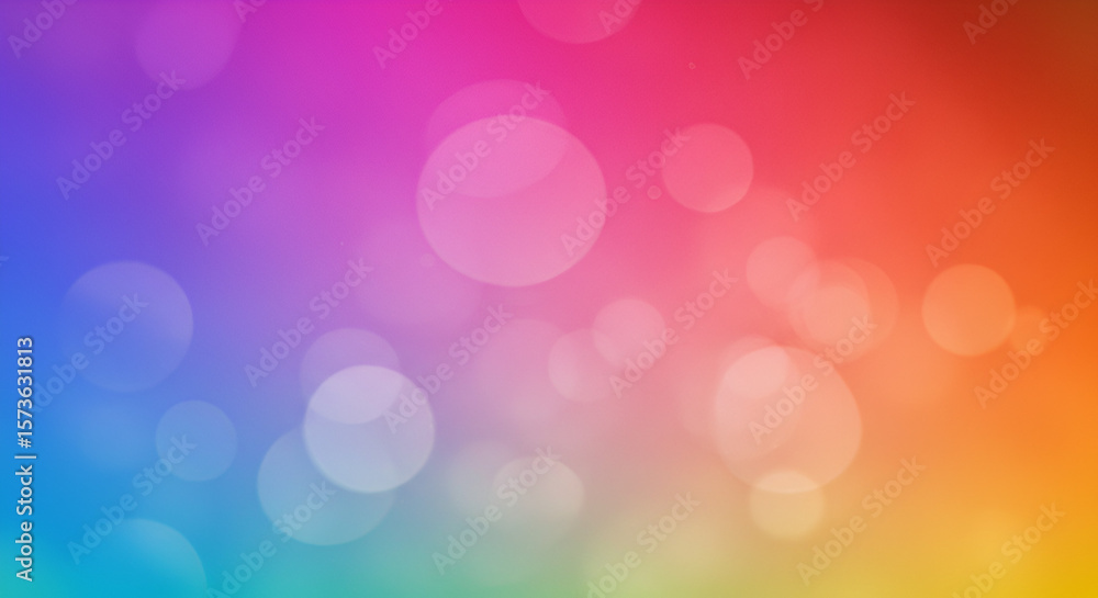 Poster vibrant rainbow gradient background with bokeh lights creates a cheerful atmosphere