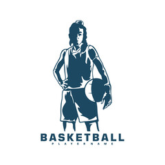 Basketball Player logo design vector. Silhouette Basketball Women Player Template Illustration. Icon Symbol
