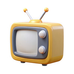 Photo of a retrostyle 3d television with a yellow casing evokes nostalgia and classic entertainment isolated on transparent background