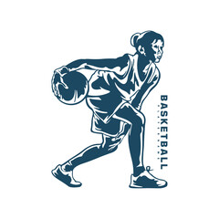 Basketball Player logo design vector. Silhouette Basketball Women Player Template Illustration. Icon Symbol