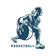 Basketball Player logo design vector. Silhouette Basketball Women Player Template Illustration. Icon Symbol