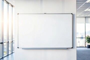 Blank white magnetic whiteboard, office or classroom supply
