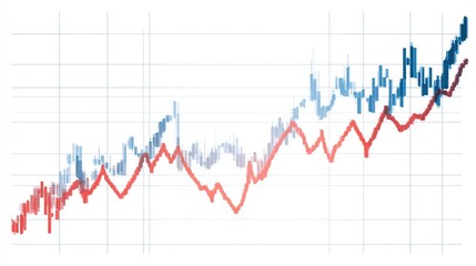Stock market chart showing upward trend with many fluctuations
