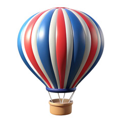 Fototapeta premium Red white and blue striped hot air balloon isolated on transparent background