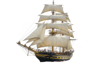 Isolated Sailing Ship Vessel In Transparent Background For Maritime Journey