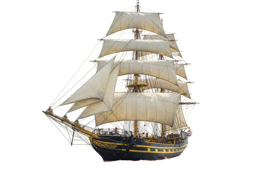 Isolated Sailing Ship Vessel In Transparent Background For Maritime Journey