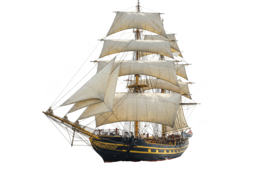 Isolated Sailing Ship Vessel In Transparent Background For Maritime Journey