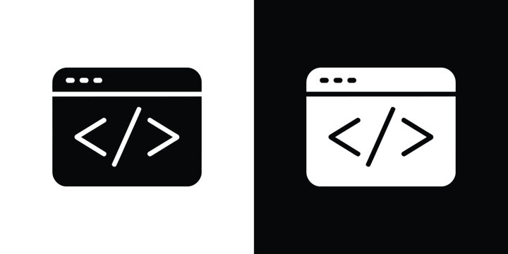 Black and White Rendering of Webpage Icon Symbolizing Code or Programming with Angle Brackets