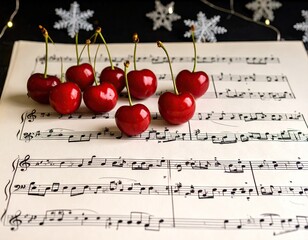 Cherries on musical notes