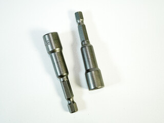 Two magnetic nut setters are displayed on a plain white background, ready for use in construction...