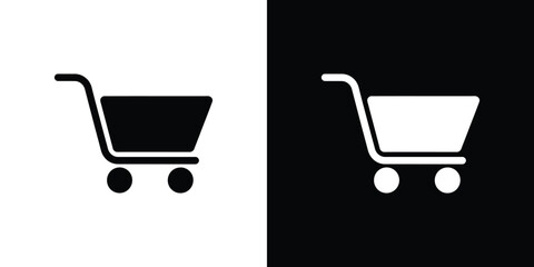 Black and White Shopping Cart Icons Online Retail and ECommerce Symbolism Depicted