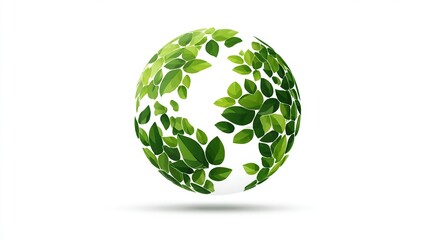 Green leaf pattern forming globe shape, white background with subtle shadow