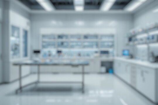 Blurred image of  workspace in a modern laboratory setting. Blurred background for use.