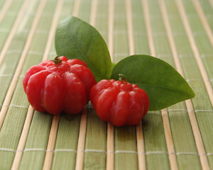 Fresh Pitanga tropical fruit in detail