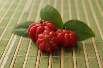 Fresh Pitanga tropical fruit in detail