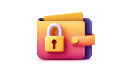 Secure wallet. Credit cards inside. Represents financial safety. White background. Icon use