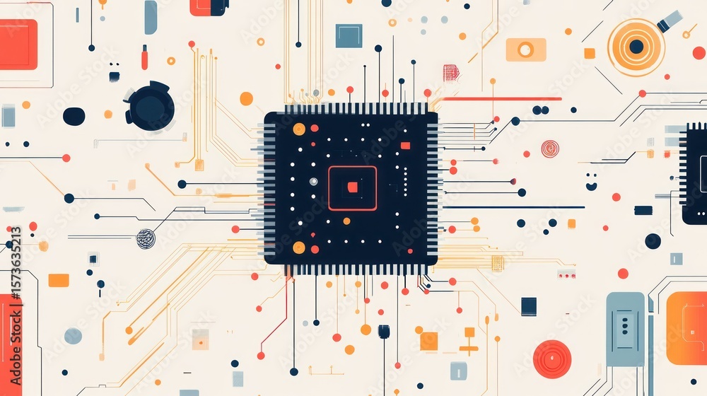 Aufkleber abstract circuit board design, intricate technological pattern, use in tech presentations