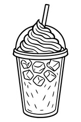 Cold Frappe Drink with Whipped Cream and Ice Isolated