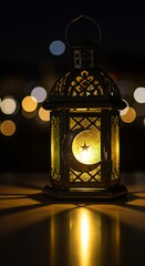 Lit lantern nighttime decoration
