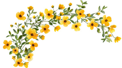 yellow flowers border on white background