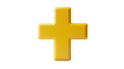Fototapeta premium yellow cross mark 3d render icon on white background