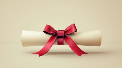 Rolled document with ribbon, elegant presentation, gift concept, use for announcements