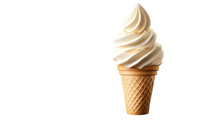 vanilla ice cream cone on white background