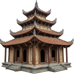 Fototapeta premium Asian Temple Pagoda Building Architecture in Vietnam on Transparent Background