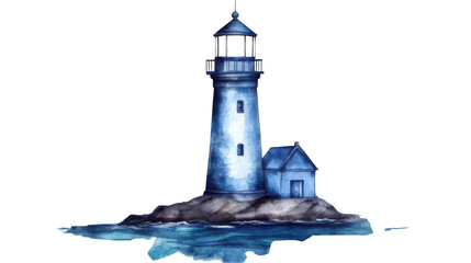 watercolor lighthouse illustration on white background