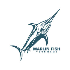 Marlin Fish logo design vector. Silhouette Marlin Fish Template Illustration. Icon Symbol