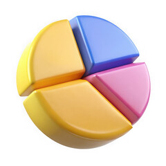 Photo of a colorful pie chart illustrates data analysis and business performance in segments isolated on transparent background