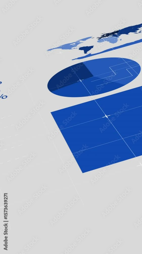 Poster animation of financial data processing on white background
