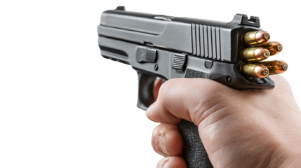 Modern handgun isolated on transparent background

