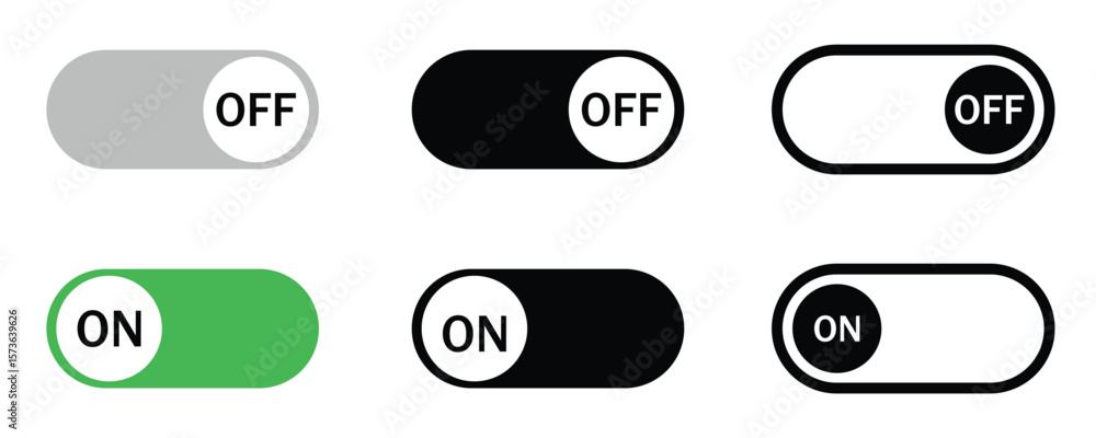 Fototapete toggle switch button icon set – on off ui elements for web and mobile apps