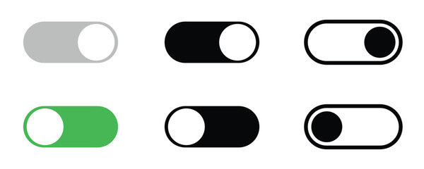 Toggle Switch Button Icon Set – On Off UI Elements for Web and Mobile Apps