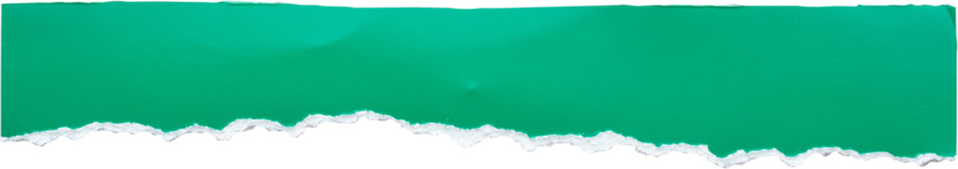 piece of green paper tear isolated on black background