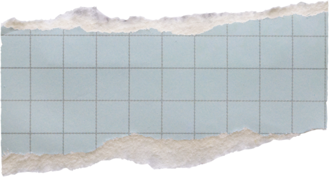 piece of blue graph cardboard paper tear isolated on white background