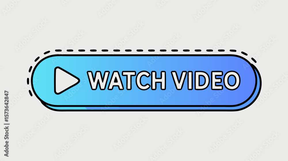 Poster interactive video button with play symbol and watch video text for media display