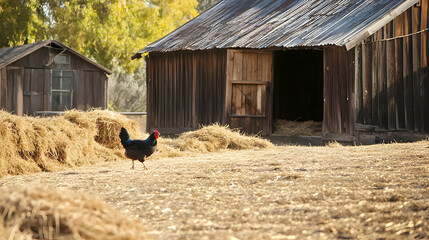Chickens Near Barn
