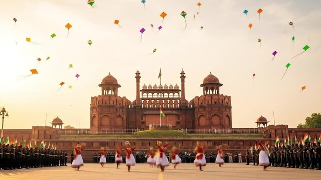 Celebration with Confetti at Historic Fort