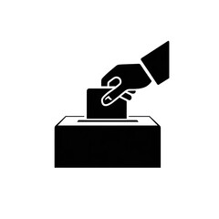 A hand dropping a ballot into a dark box