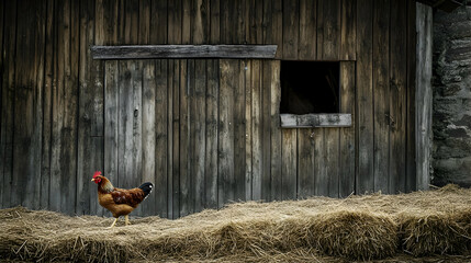 Chickens by Wooden Barn
