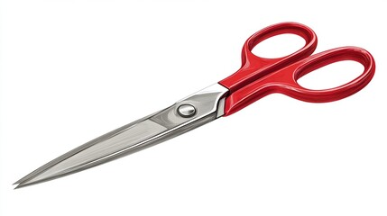 Obraz premium A detailed illustration of open scissors featuring red handles and silver blades, ideal for various cutting tasks