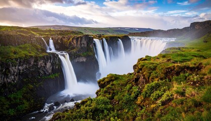 Fototapeta premium Majestic waterfalls cascading over cliffs