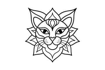 Fototapeta premium Mandala cat head design intricate animal pattern vector art illustration